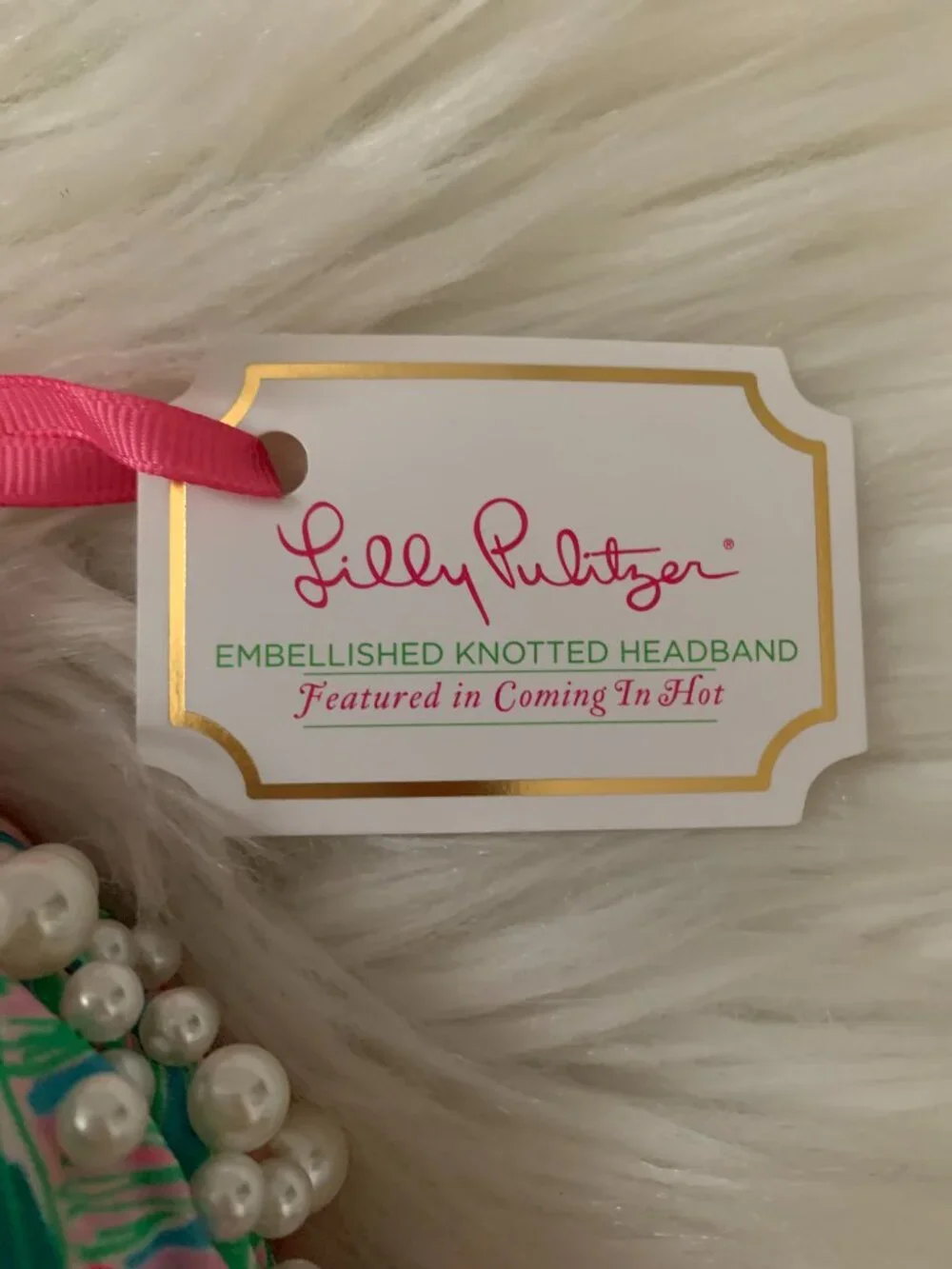 LILLY PULITZER Coming in Hot Pearl Embellished Knotted Headband